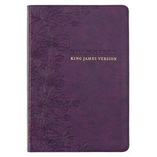 KJV Large Print Thinline Bible-Purple Floral Faux Leather Indexed