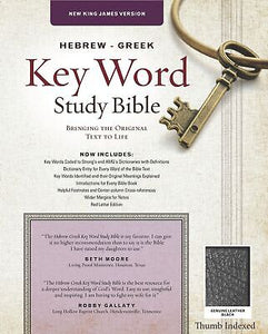 NKJV Hebrew-Greek Key Word Study-Black Genuine Leather Indexed