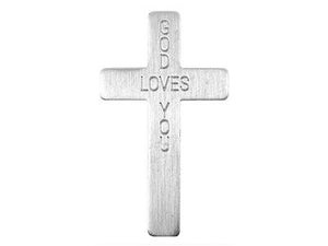 Pocket Cross-God Loves You-Silver (Pack Of 50)