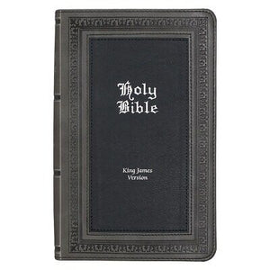 KJV Giant Print Bible-Gray/Black Faux Leather