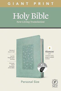 NLT Personal Size Giant Print Bible/Filament Enabled-Teal Floral Frame LeatherLike Indexed
