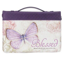 Bible Cover-Blessed/Butterfly Blessings (Jeremiah 17:7)-Purple Faux Leather Fashion-Medium