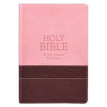 KJV Large Print Thinline Bible-Brown/Pink Faux Leather