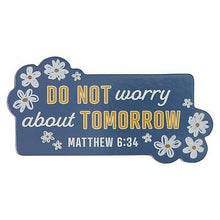 Magnet-Blue Floral Do Not Worry Matt. 6:34