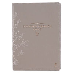 NLT Spiritual Growth Bible-Taupe Floral Embroidered Faux Leather