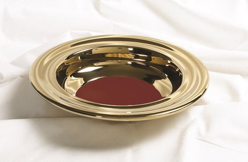 Offering Plate-Brasstone-Stainless Steel w/Red Felt-12