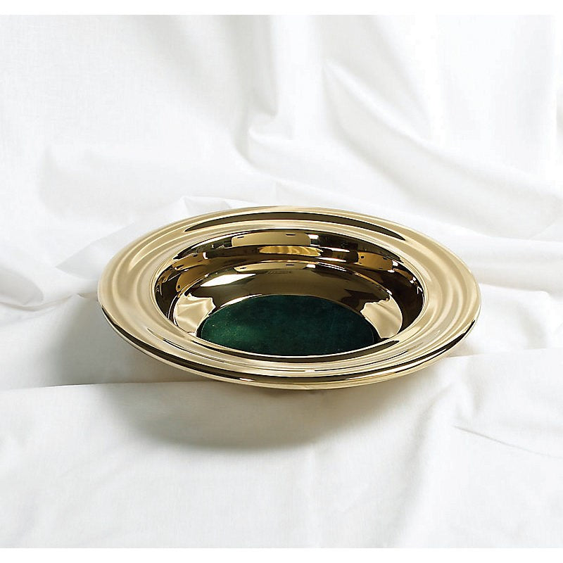 Offering Plate-Brasstone-Stainless Steel w/Green Felt-12