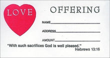 Offering Envelope-Love Offering (Hebrews 13:16) (Bill-Size) (Pack Of 100)