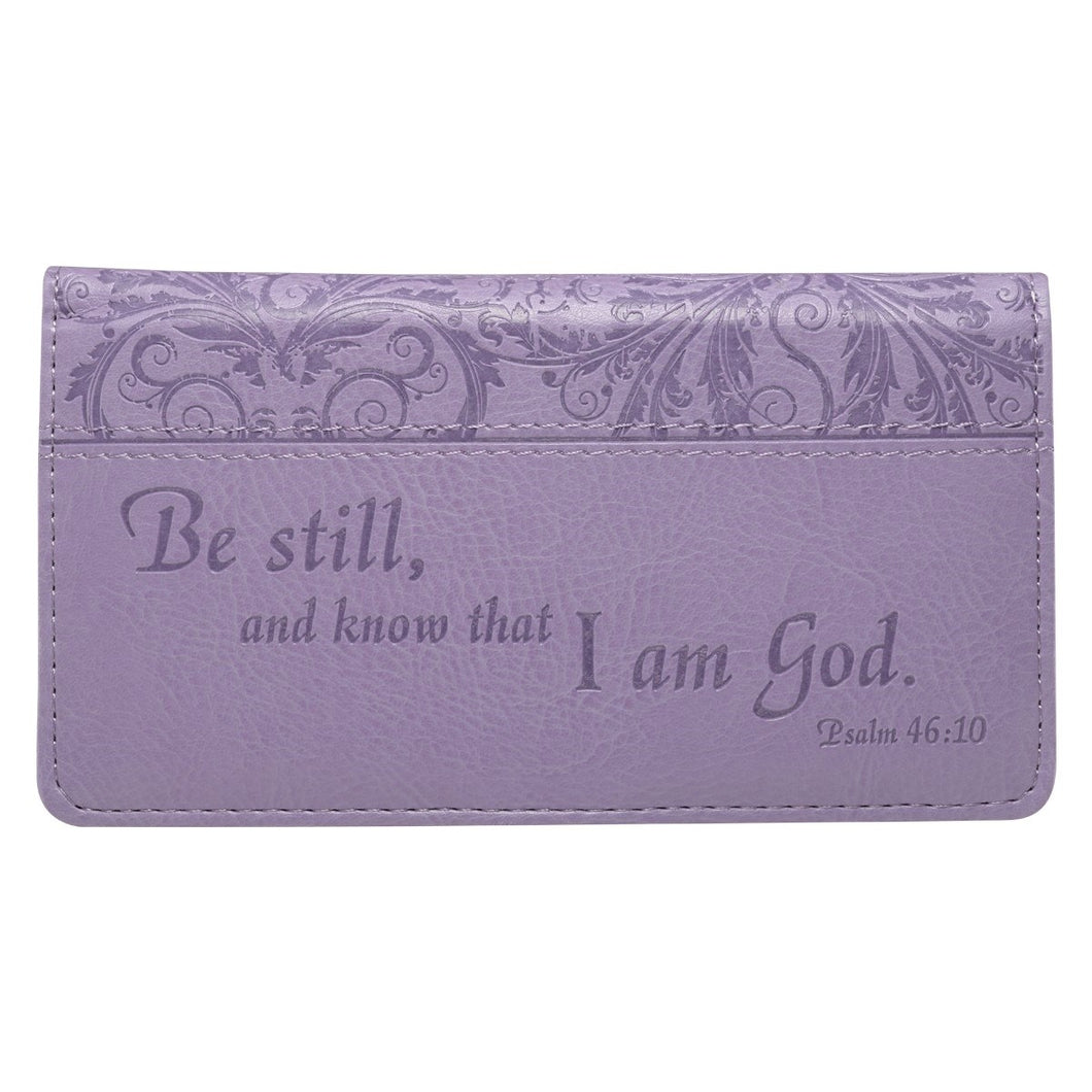 Checkbook/Wallet-Be Still/Psalm 46:10-Purple