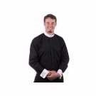 Clergy Shirt-Long Sleeve Banded Collar & French Cuff-18.5X36/37-Black