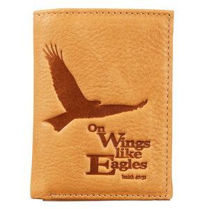 Wallet-Genuine Leather-On Wings Like Eagles-Trifold-Tan