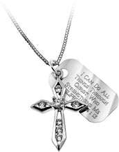 Necklace-CZ Big Makaira Cross-All Things (Phil 4:13) (18")