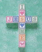 Wall Cross-Jesus Loves Me Blocks-Pastel