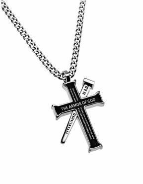 Necklace-Black Established Cross/Nail-Armor Of God (Mens) (24