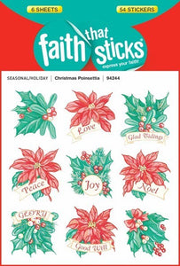 Sticker-Christmas Poinsettia (6 Sheets) (Faith That Sticks)