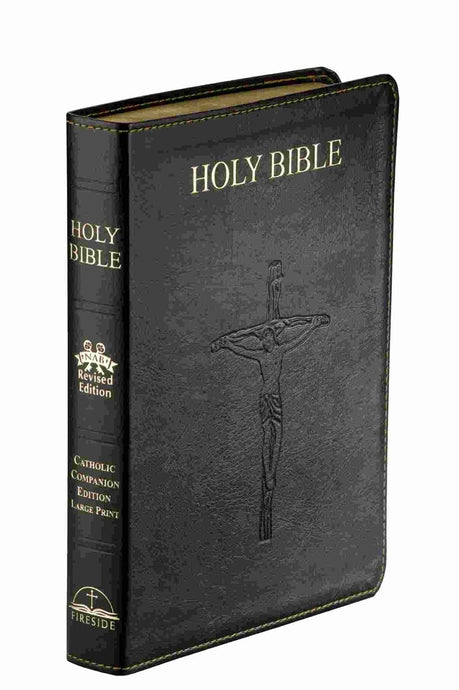 NABRE Fireside Catholic Companion Bible/Large Print-Librosario-Black Imitation Leather