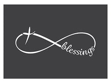 Auto Decal-Vinyl-Infinity Cross-Blessings-White (6 x 2.25)