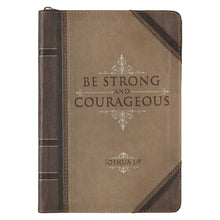 Journal-Classic LuxLeather-Be Strong & Courageous-Brown/Tan w/Zipper