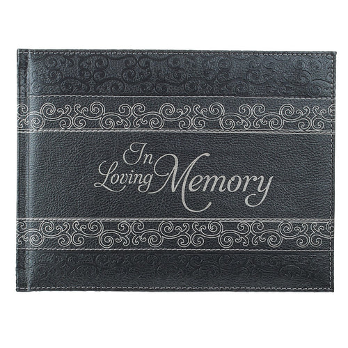 Guest Book-In Loving Memory-Charcoal LuxLeather-Small