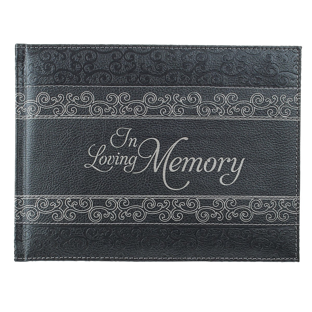 Guest Book-In Loving Memory-Charcoal LuxLeather-Small