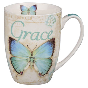 Mug-Butterfly Blessings/Grace w/Gift Box (Ephesians 2:8)-Blue (MUG402)