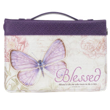 Bible Cover-Blessed/Butterfly Blessings (Jeremiah 17:7)-Purple Faux Leather Fashion-Medium
