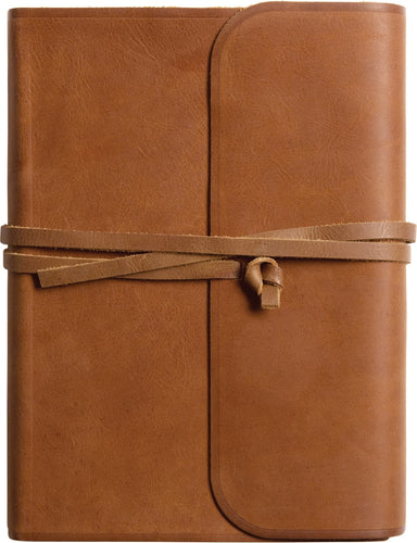 ESV Single Column Journaling Bible/Large Print-Brown Natural Leather w/Flap & Strap