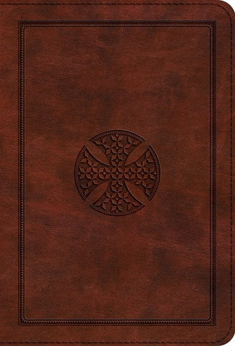 ESV Large Print Compact Bible-Brown Mosaic Cross Design TruTone