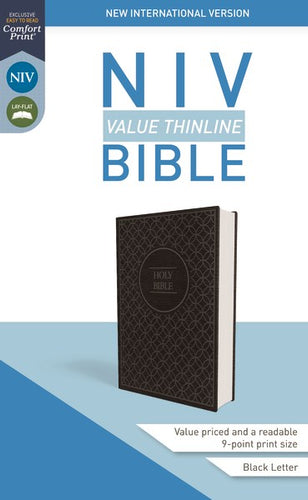 NIV Value Thinline Bible (Comfort Print)-Charcoal/Black Leathersoft
