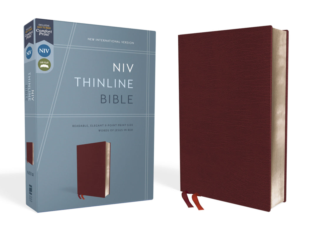 NIV Thinline Bible (Comfort Print)-Burgundy Bonded Leather