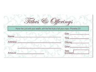 Offering Envelope-Tithes & Offerings (Proverbs 3:9) (Pack Of 100)