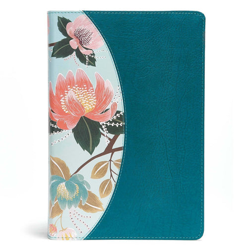 CSB Study Bible For Women-Teal/Sage Floral LeatherTouch Indexed