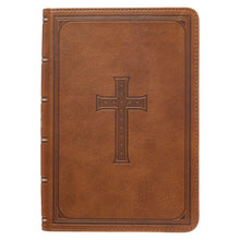 KJV Large Print Compact Bible-Saddle Tan Faux Leather