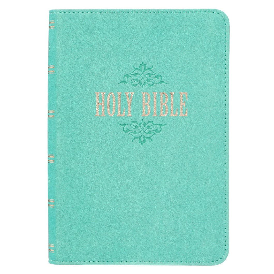 KJV Large Print Compact Bible-Robins Egg Blue Faux Leather
