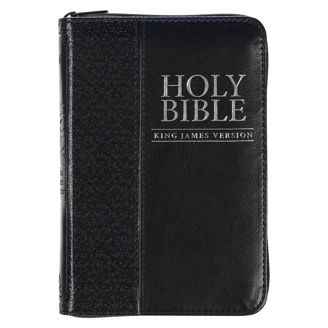 KJV Pocket Bible-Black Faux Leather w/Zipper