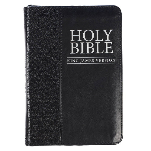 KJV Compact Bible-Black Faux Leather w/Zipper