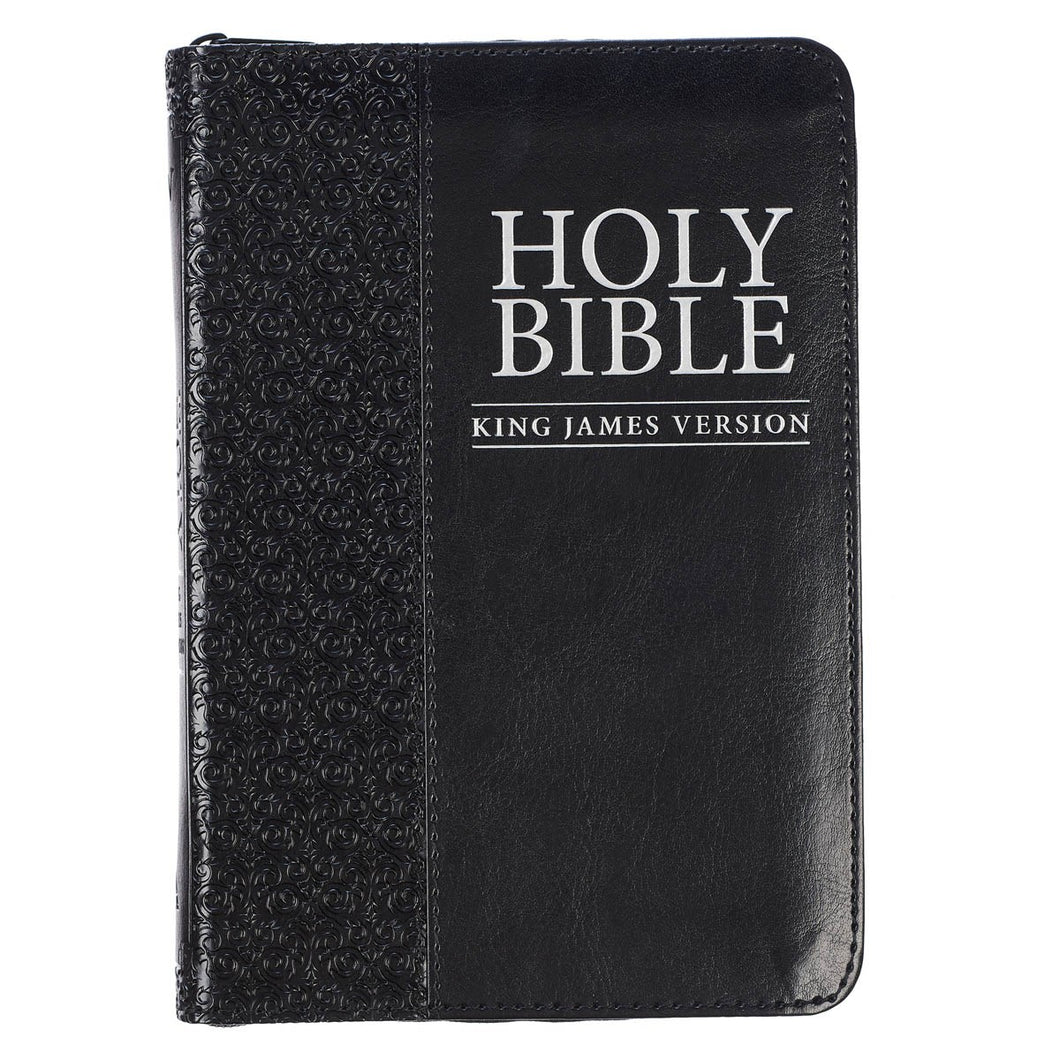 KJV Compact Bible-Black Faux Leather w/Zipper