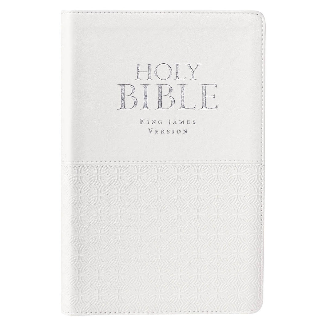 KJV Deluxe Gift Bible-White Faux Leather Indexed