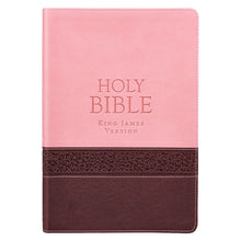 KJV Large Print Thinline Bible-Brown/Pink Faux Leather