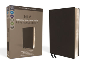 NIV Personal Size Large Print Reference Bible (Comfort Print)-Black Premium Leather