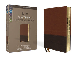 NIV Giant Print Reference Bible (Comfort Print)-Brown LeatherSoft Indexed