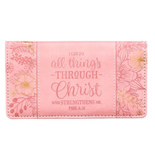 Checkbook/Wallet-I Can Do All Things-Pink Paneled