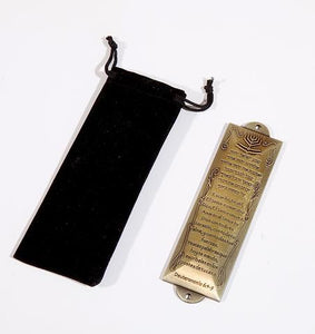 Spanish-Mezuzah-Shema w/Menorah At Top (5")-Pewter (#5155)