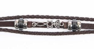 Bracelet-Roots Symbol-Leather Cord (#9813)
