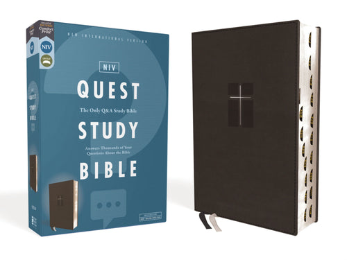 NIV Quest Study Bible (Comfort Print)-Black Leathersoft Indexed