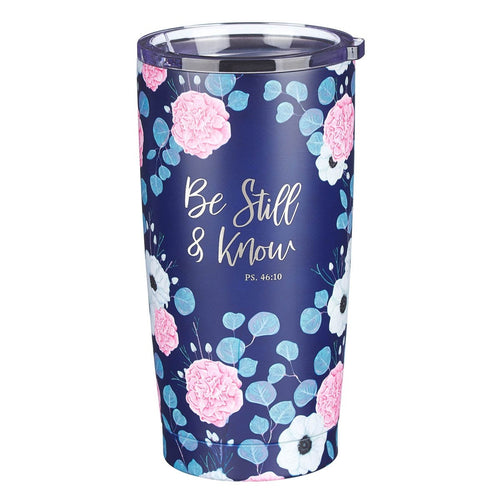 Travel Mug-Be Still-Floral (Stainless)