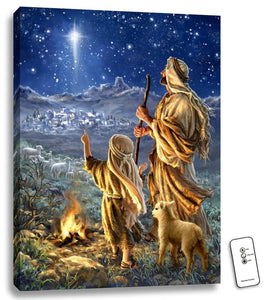 Mounted Print-Shepherds Keeping Watch w/Remote (LED Illuminated) (18" x 24")