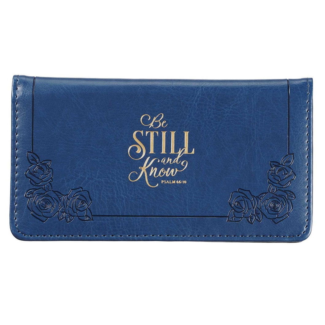 Checkbook Cover-Be Still-Blue
