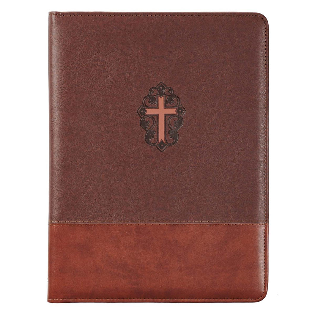 Folder-John 3:16-LuxLeather w/Pen & Pad-Brown