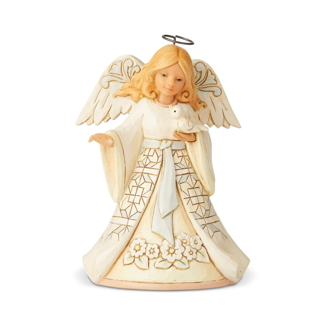 Figurine-Jim Shore/Heartwood Creek-Woodland Angel w/Bird